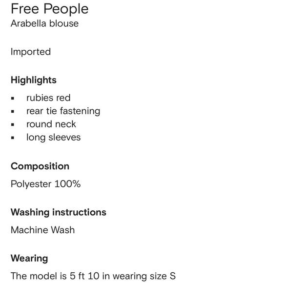 NWT Free People Arabella Satin Rubies Red Tie Back Blouse Sz XS Party Going Out - Picture 14 of 14